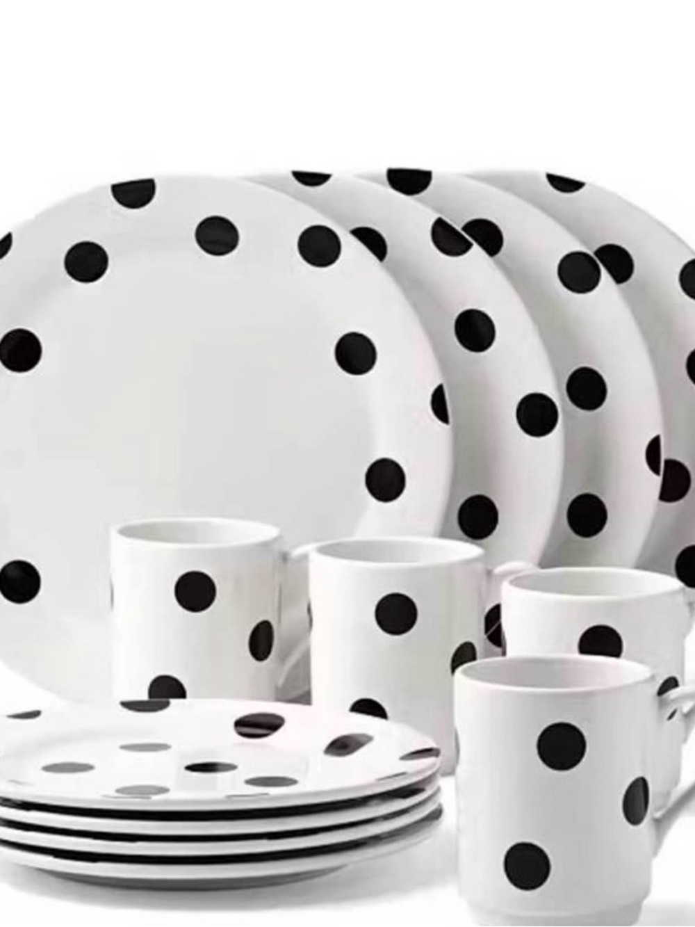Kate Spade White and Black Polka Dot 12 piece Dinnerware Set